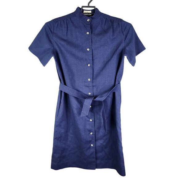 Womens Blue Jack Henry Linen Dress w/ Belt Button-Up Short Sleeve Size XL - Picture 1 of 8
